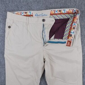 Robert Graham Chino Pants Mens 34 Beige Classic Fit Cotton Trousers Luxury